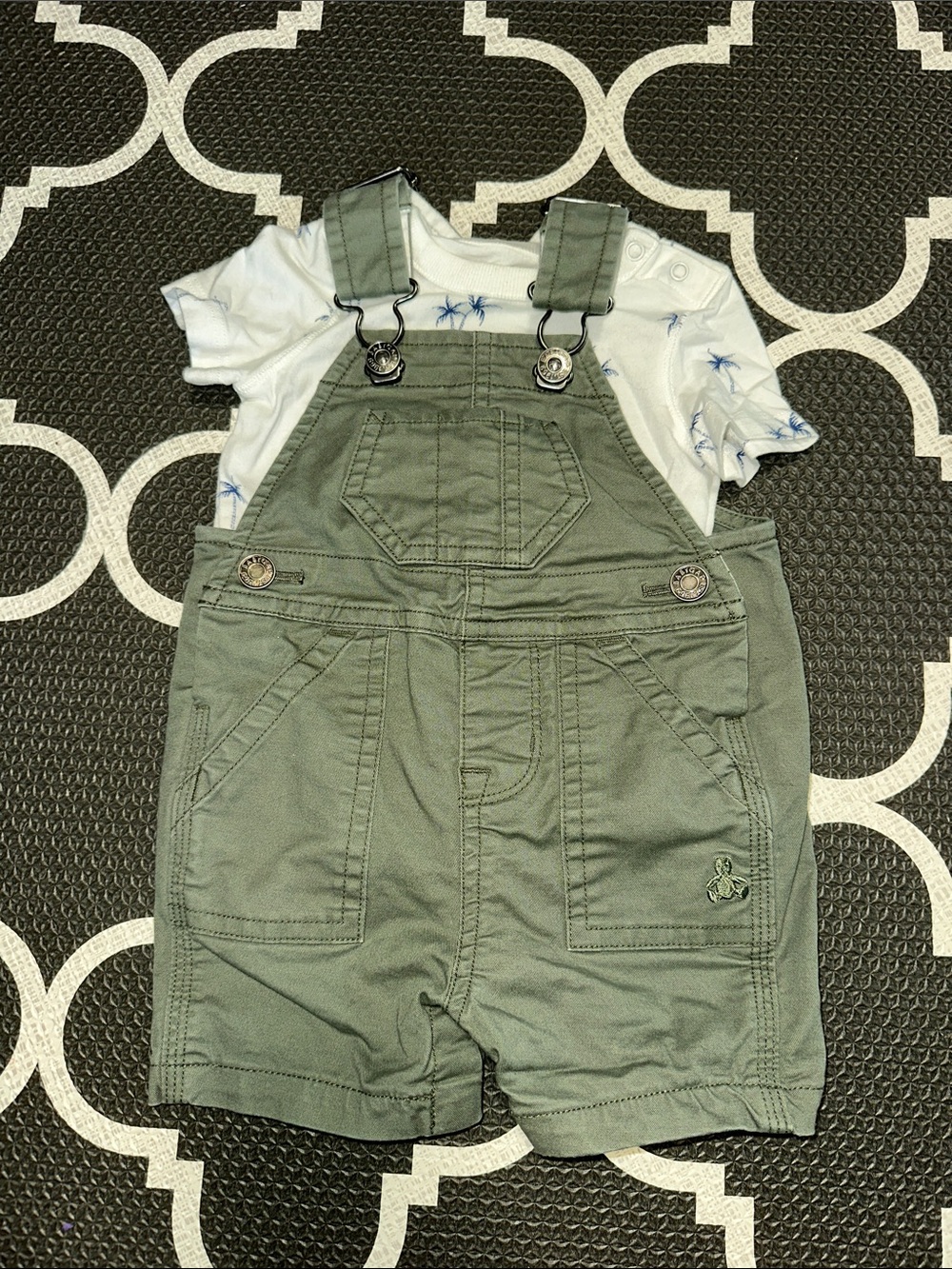 Babygap Olive Green Cotton Short Overalls